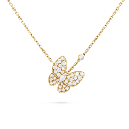 18K Two Butterfly Necklace