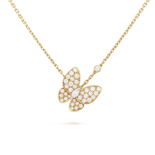 18K Two Butterfly Necklace