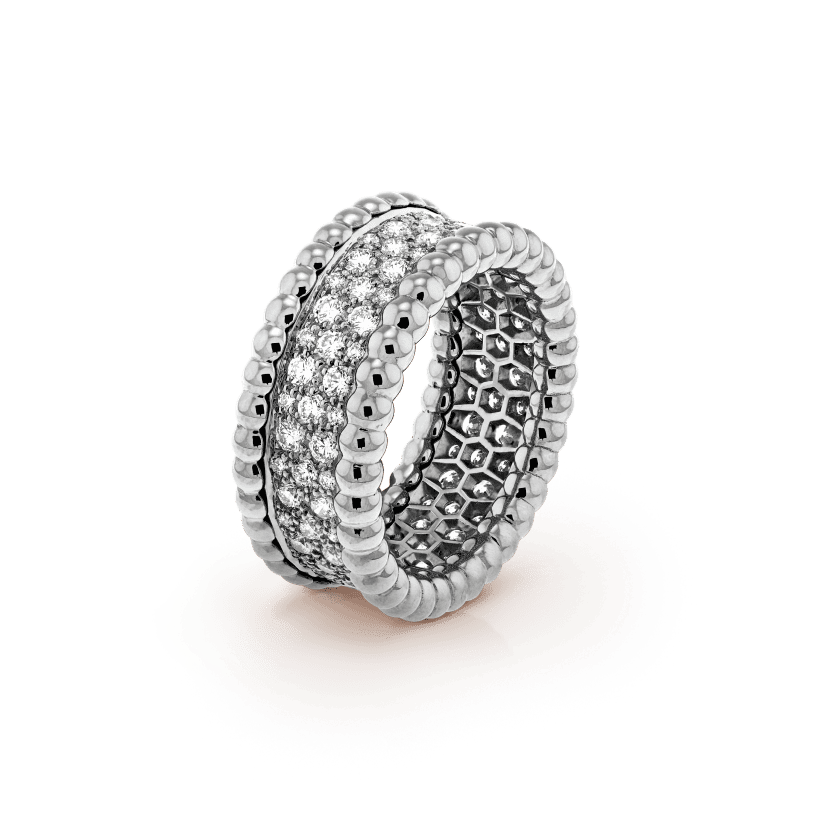 18K Perlée Diamonds 3 Row Ring