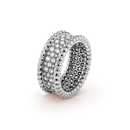 18K Perlée Diamonds 3 Row Ring