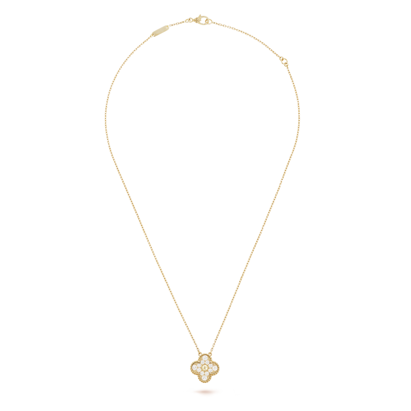 18K Sweet Alhambra Diamond Clover Necklace