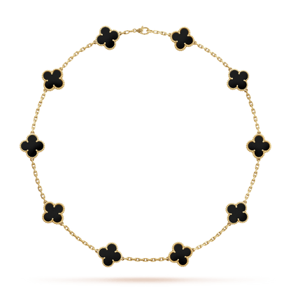 18K Vintage Alhambra Black 10 Motifs Necklace