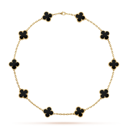 18K Vintage Alhambra Black 10 Motifs Necklace