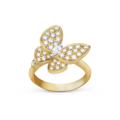 18K Two Butterfly Ring