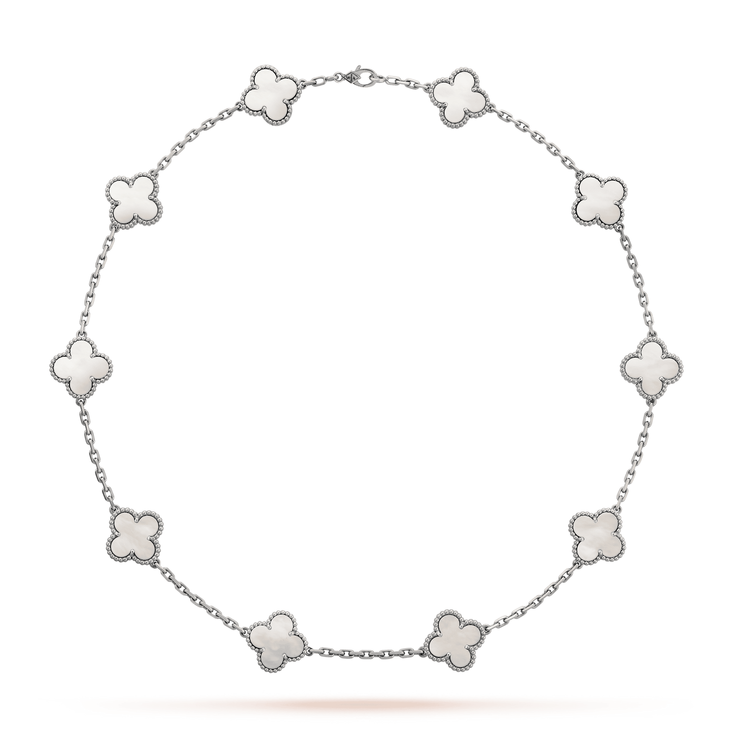 18K Vintage Alhambra Pearl 10 Motifs Necklace