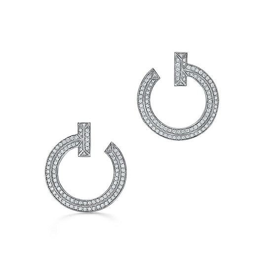 18K T T1 Open Hoop Earrings