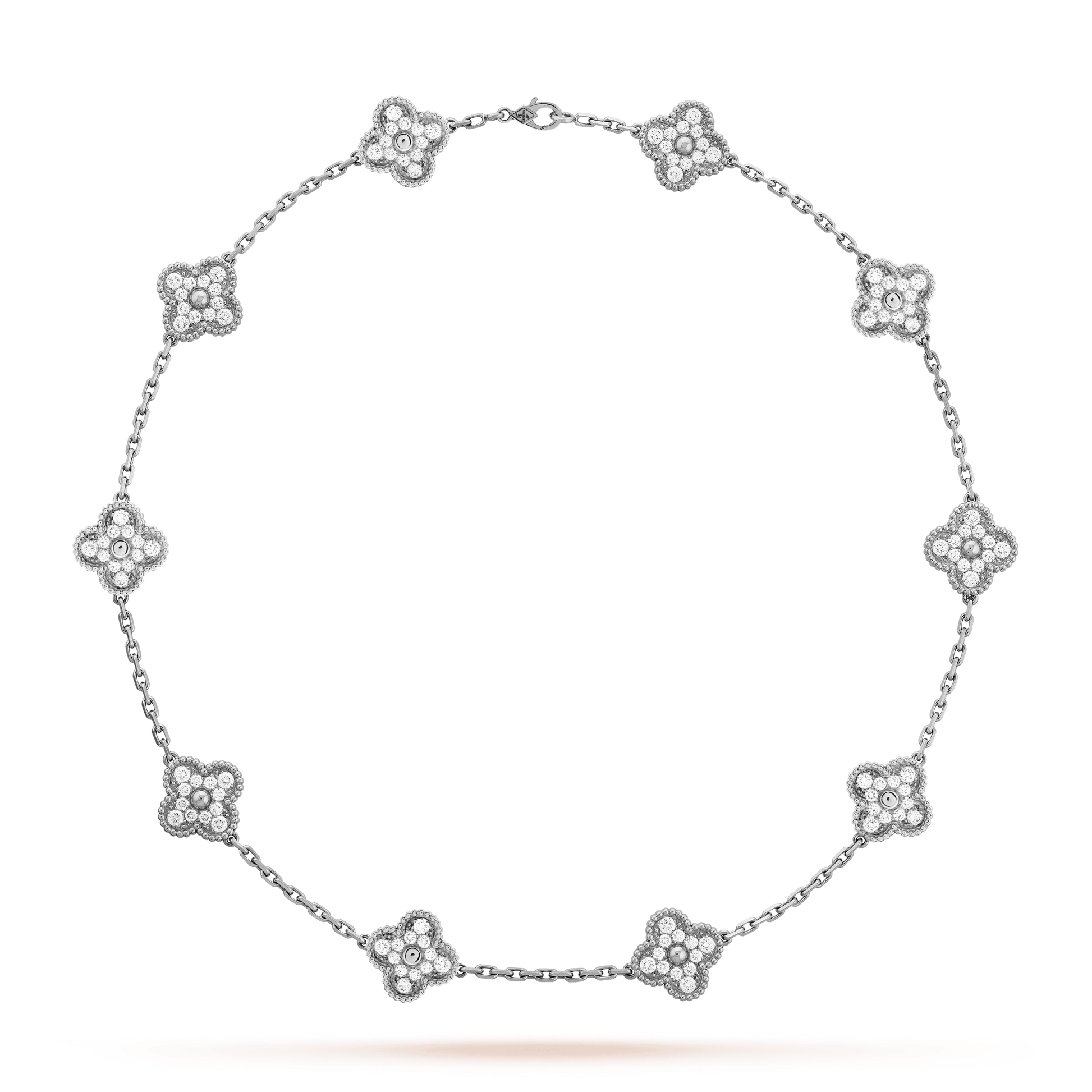 18K Vintage Alhambra Diamonds 10 Motifs Necklace