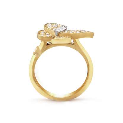 18K Two Butterfly Ring