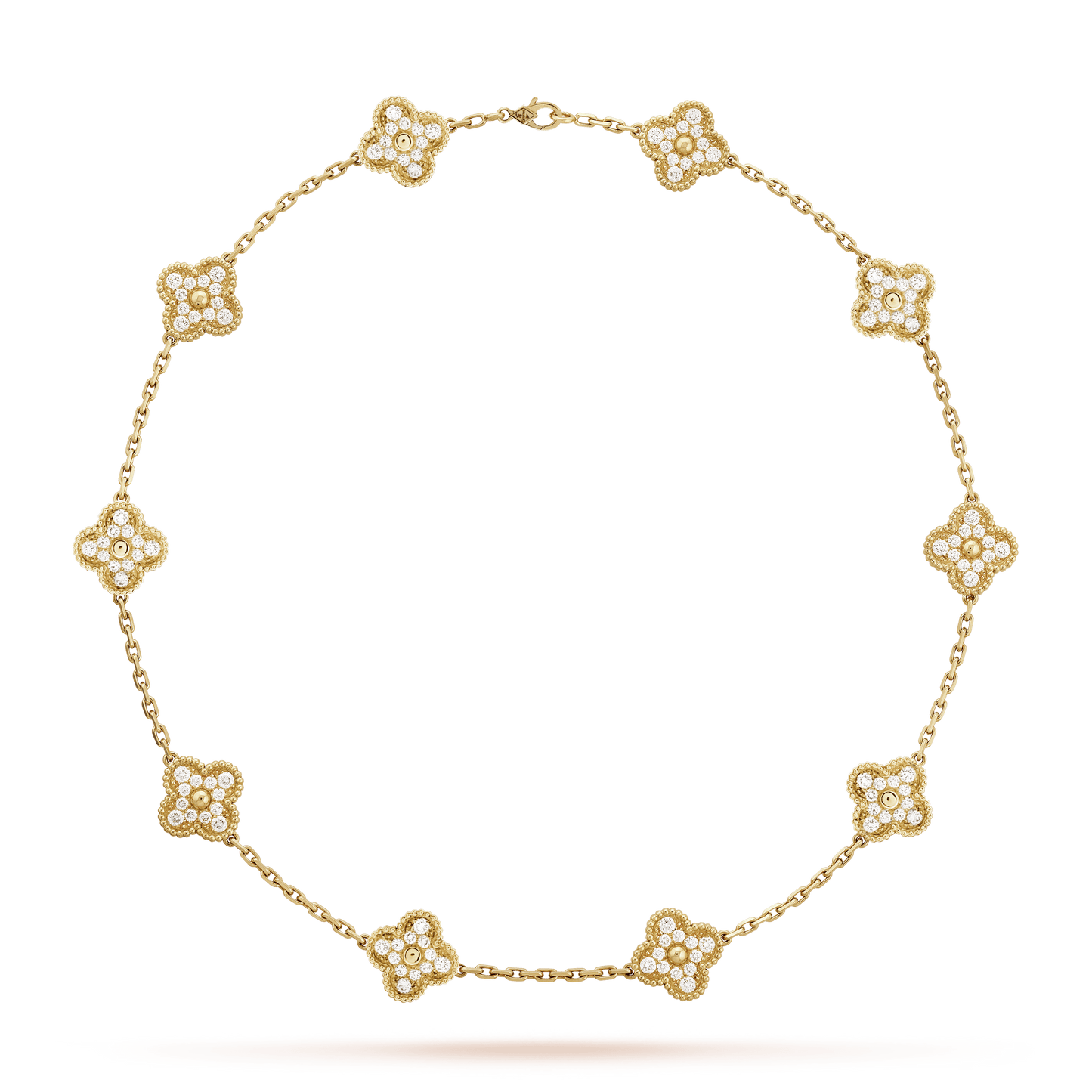 18K Vintage Alhambra Diamonds 10 Motifs Necklace