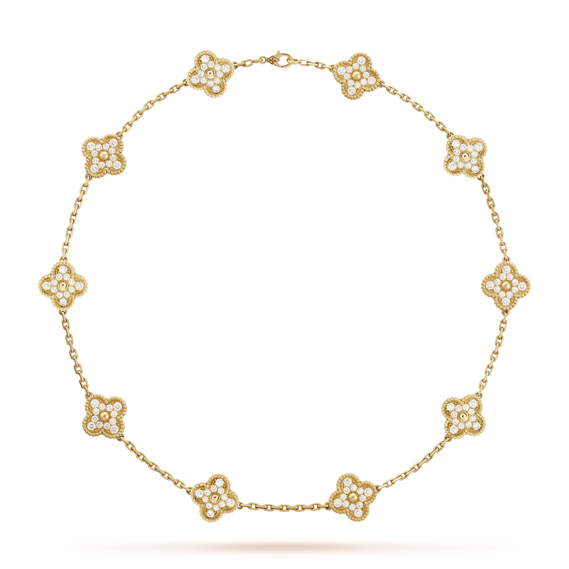 18K Vintage Alhambra Diamonds 10 Motifs Necklace