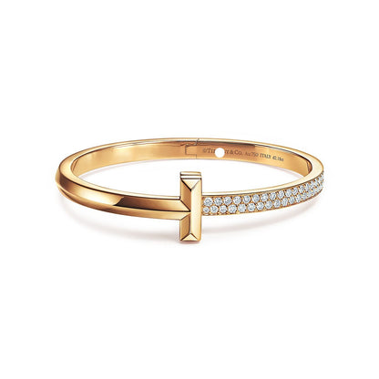 18K T1 Wide Diamond Hinged Bracelet