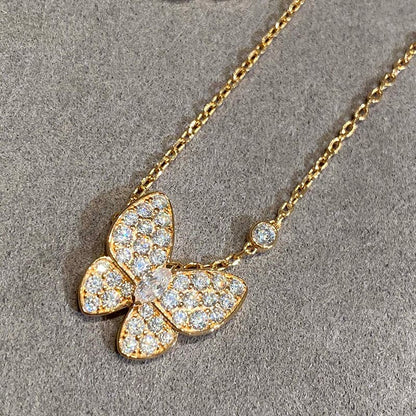 18K Two Butterfly Necklace