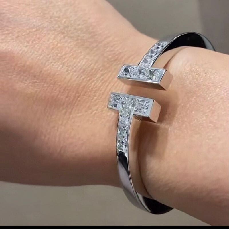 18K T Diamond Square Bracelet