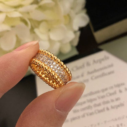 18K Perlée Diamonds 3 Row Ring