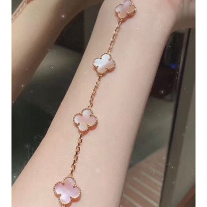 18K Vintage Alhambra Five Motifs Pink Opal Bracelet