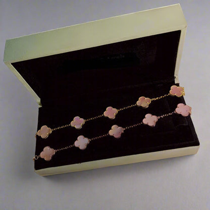 18K Vintage Alhambra Five Motifs Pink Opal Bracelet