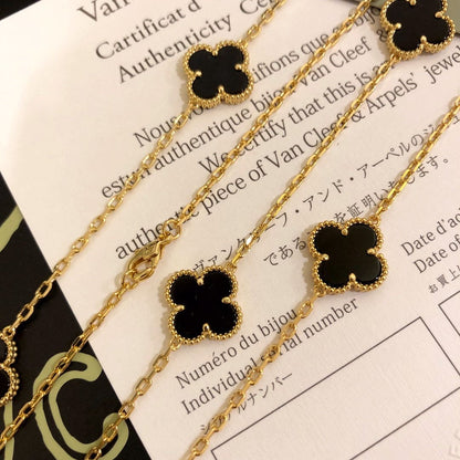 18K Vintage Alhambra Black 10 Motifs Clover Necklace