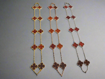 18K Vintage Alhambra Carnelian 10 Motifs Necklace