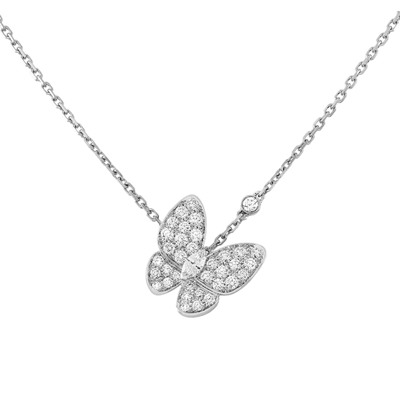 18K Two Butterfly Necklace