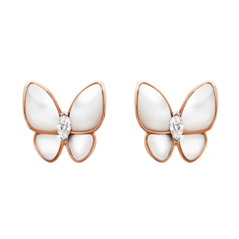 18k Two Butterfly Earrings