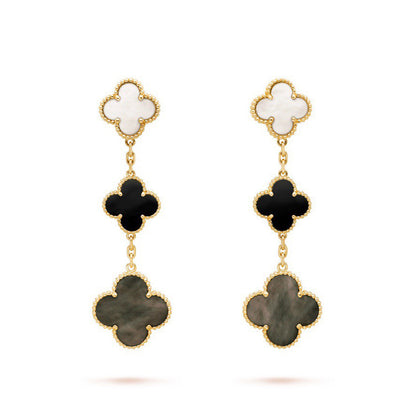 18k Magic Alhambra Three Pearls Motifs Earrings