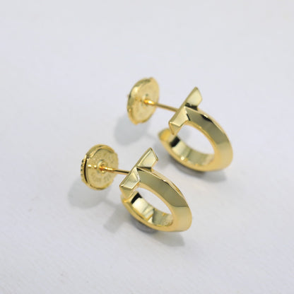 18K T Hoop Earrings