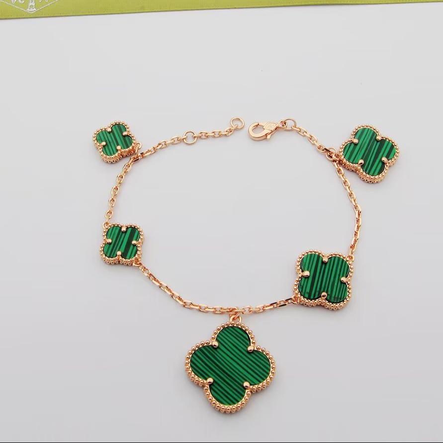 18K Magic Alhambra Five Malachite Motifs Bracelet