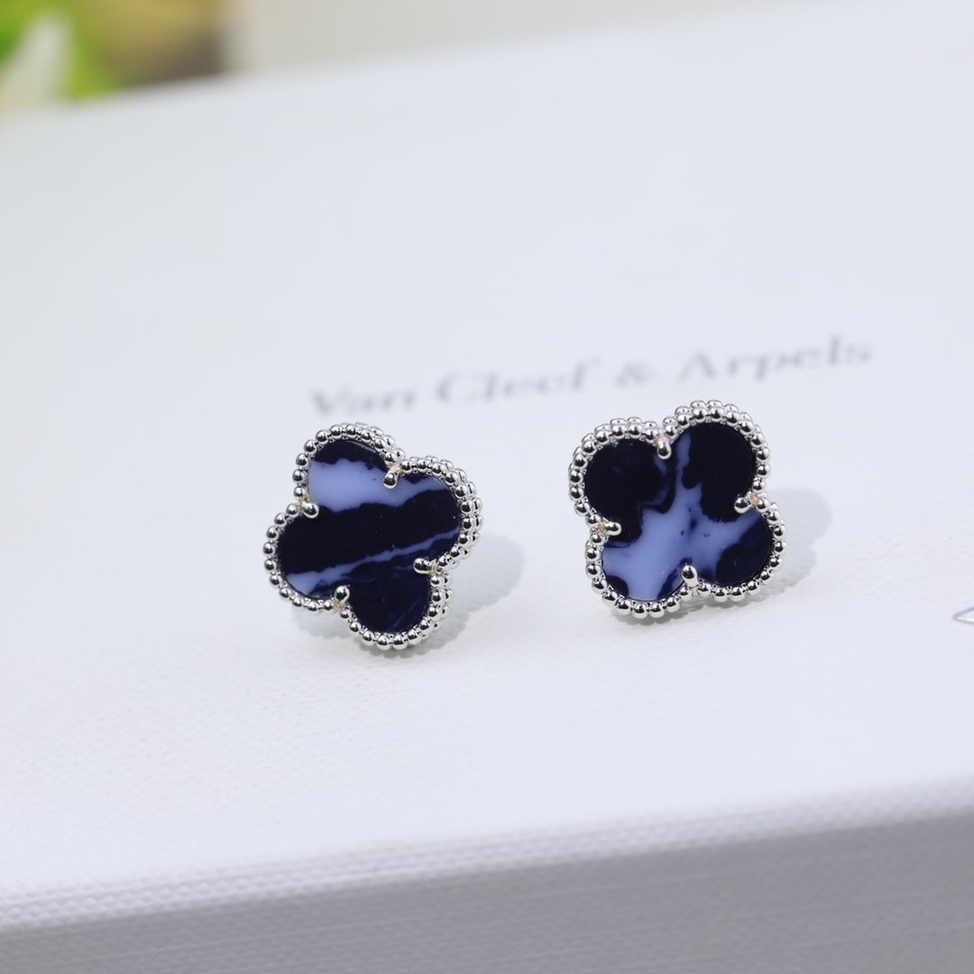 18K Vintage Alhambra Blue Earrings