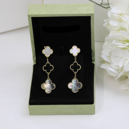 18K Magic Alhambra Three Pearls Motifs Earrings