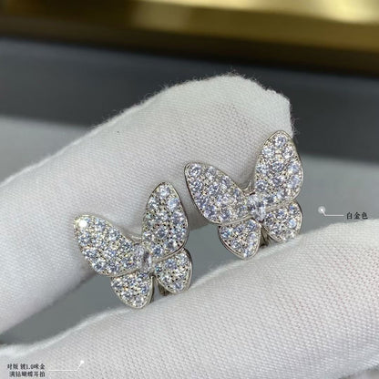 18K Two Butterfly Diamonds Earrings