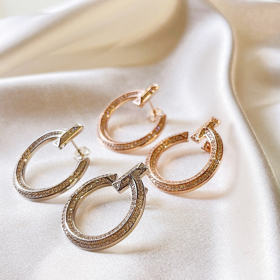 18K T T1 Open Hoop Earrings