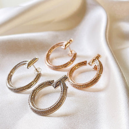 18K T T1 Open Hoop Earrings