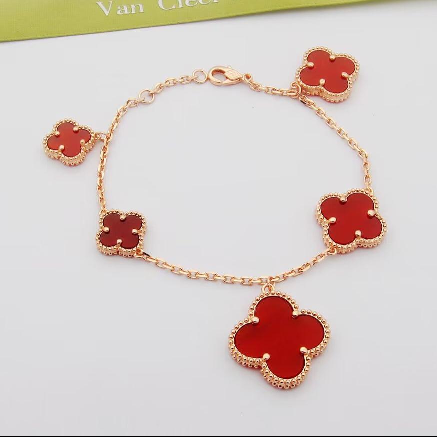 18K Magic Alhambra Five Carnelian Motifs Bracelet