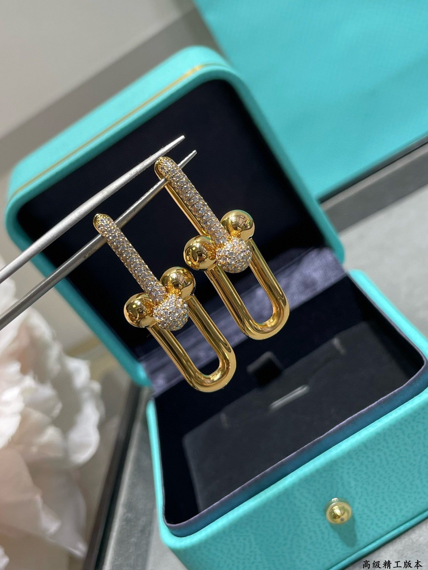 18K T HardWear Large Link Diamonds Earrings