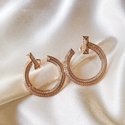 18K T T1 Open Hoop Earrings