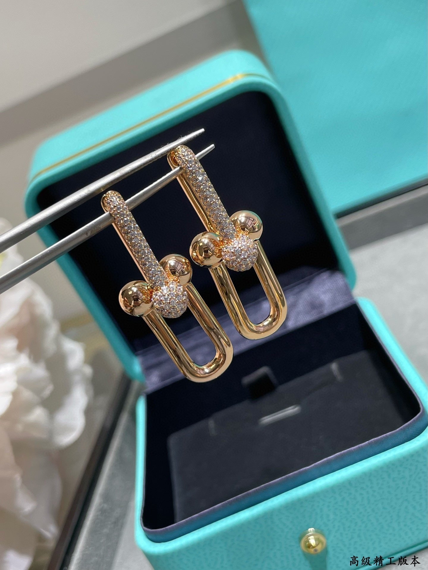 18K T HardWear Large Link Diamonds Earrings