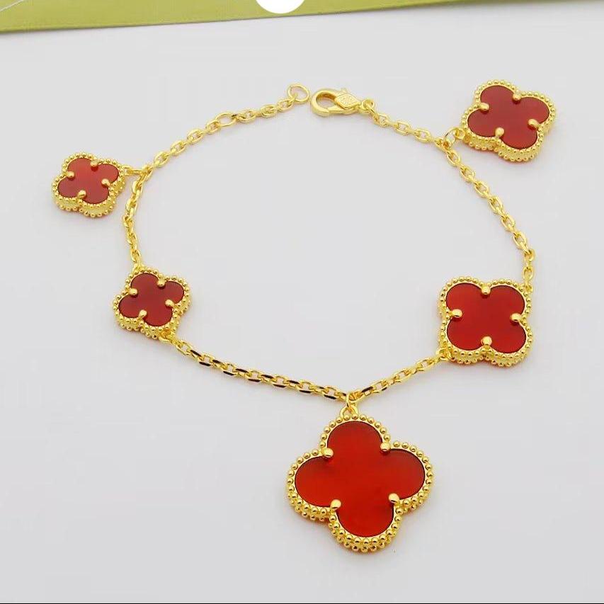 18K Magic Alhambra Five Carnelian Motifs Bracelet