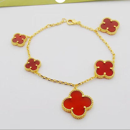 18K Magic Alhambra Five Carnelian Motifs Bracelet