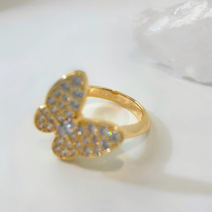 18K Two Butterfly Ring