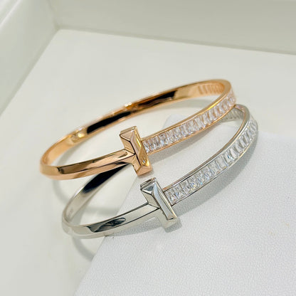 18K T1 Wide Diamond Hinged Bracelet